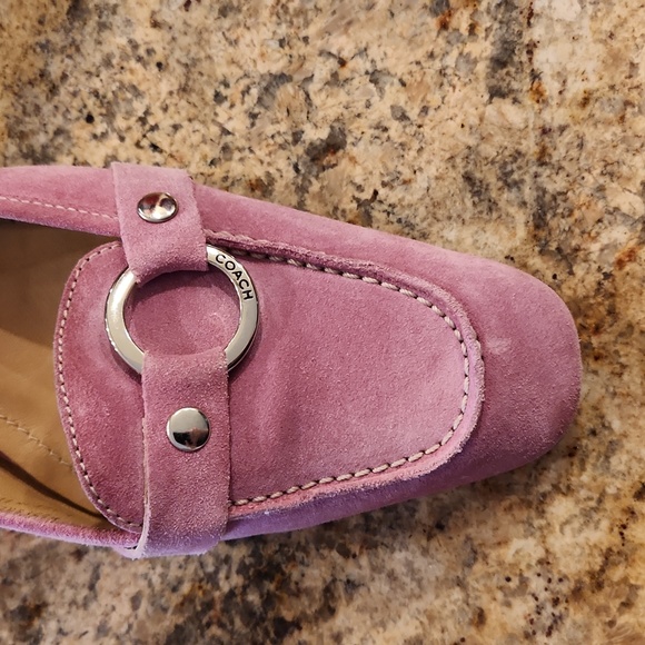 Coach Pink Suede Mule Sandals. Buckle - Picture 6 of 16